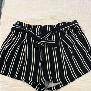Torrid Black and White Striped High Waist Shorts